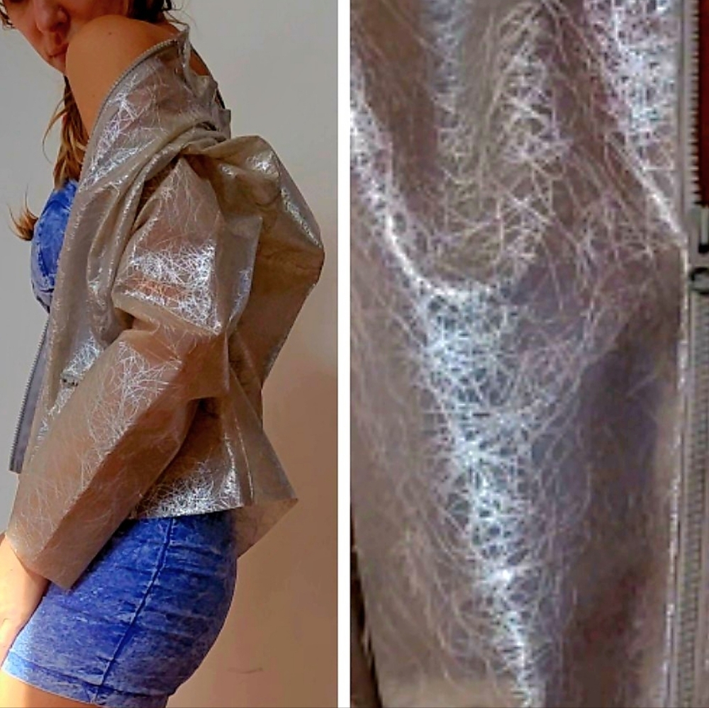 Moda operandi ny fashion week sample vinyl w metallic thread rain  jacket S/m